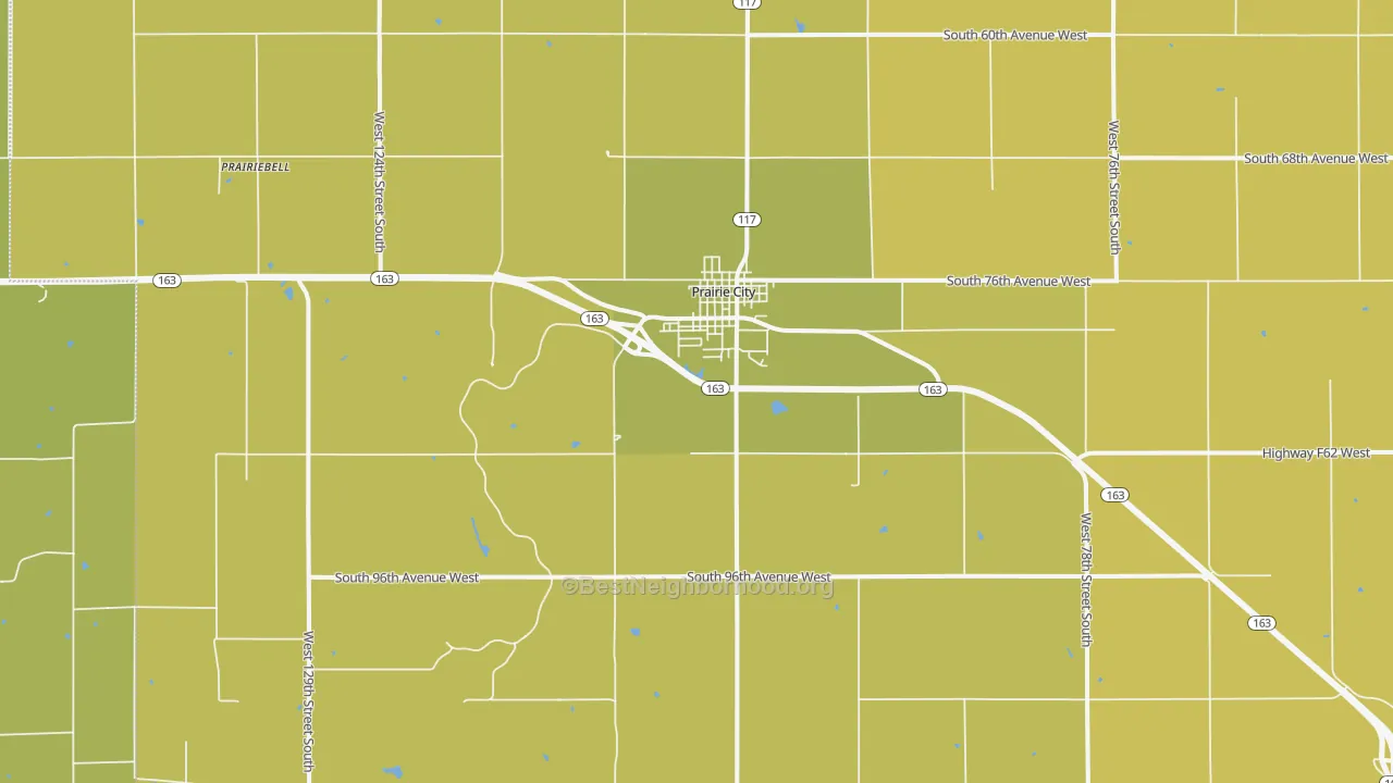 Map of the best neighborhoods in the 50228 area, with better matches in green and worse matches in red