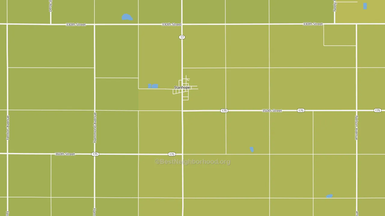 Map of the best neighborhoods in the 50246 area, with better matches in green and worse matches in red