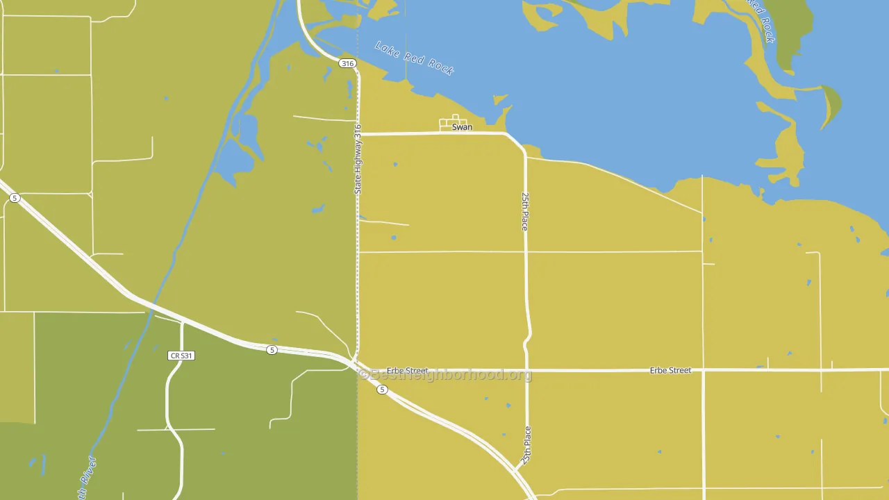 Map of the best neighborhoods in the 50252 area, with better matches in green and worse matches in red