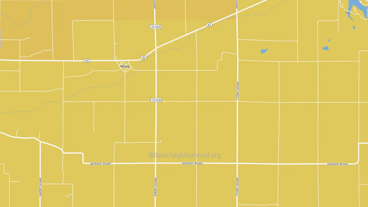 Map of the best neighborhoods in the 50274 area, with better matches in green and worse matches in red