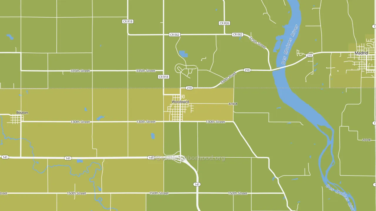 Map of the best neighborhoods in the 50276 area, with better matches in green and worse matches in red