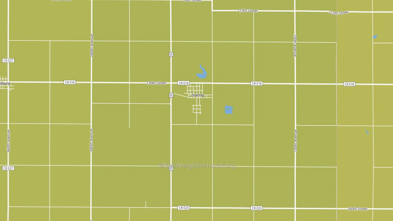 Map of the best neighborhoods in the 50278 area, with better matches in green and worse matches in red