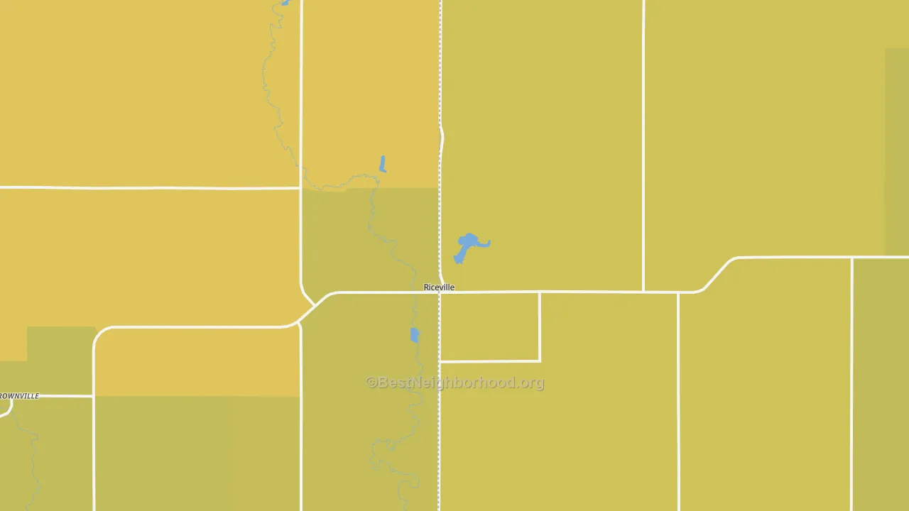 Map of the best neighborhoods in the 50466 area, with better matches in green and worse matches in red