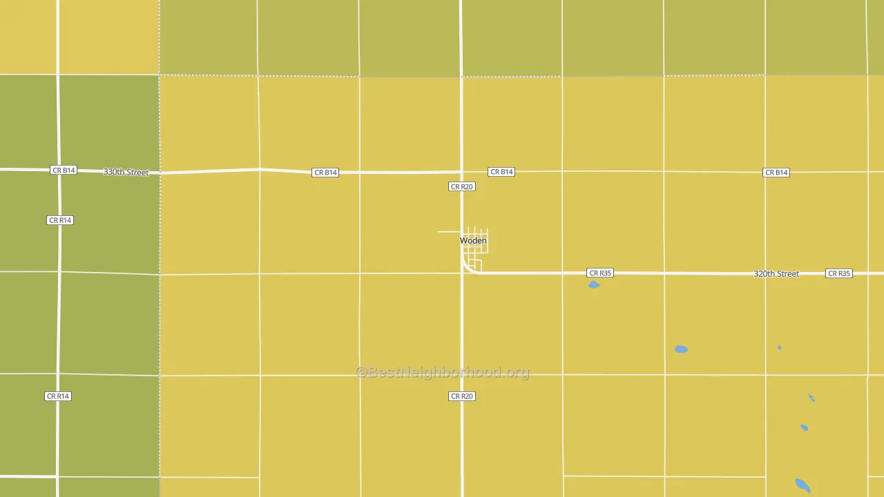 Map of the best neighborhoods in the 50484 area, with better matches in green and worse matches in red