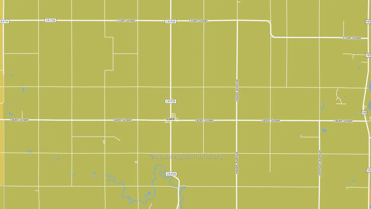 Map of the best neighborhoods in the 50524 area, with better matches in green and worse matches in red