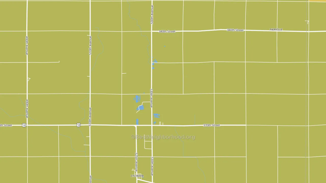Map of the best neighborhoods in the 50528 area, with better matches in green and worse matches in red