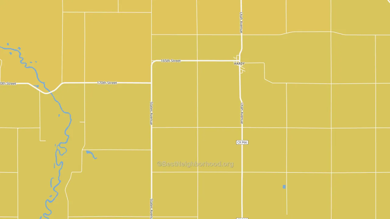 Map of the best neighborhoods in the 50545 area, with better matches in green and worse matches in red