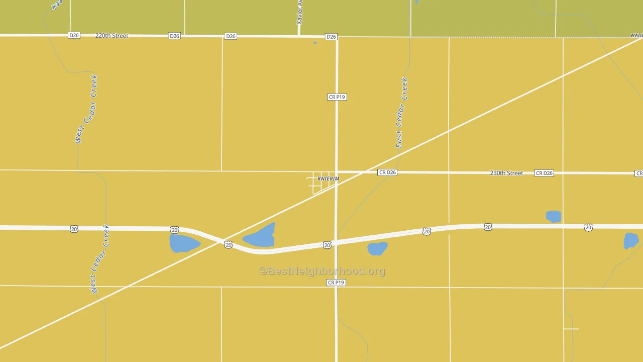 Map of the best neighborhoods in the 50552 area, with better matches in green and worse matches in red