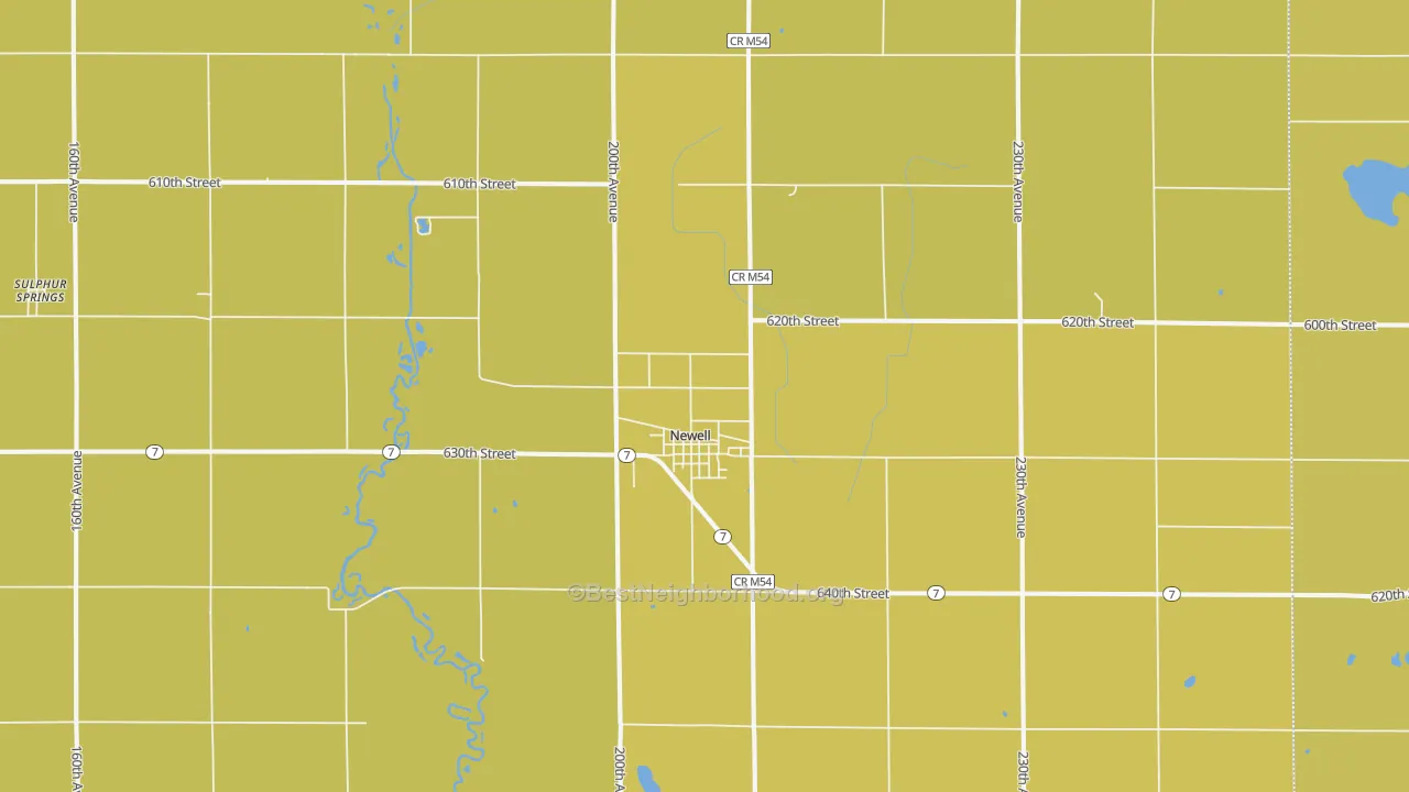 Map of the best neighborhoods in the 50568 area, with better matches in green and worse matches in red
