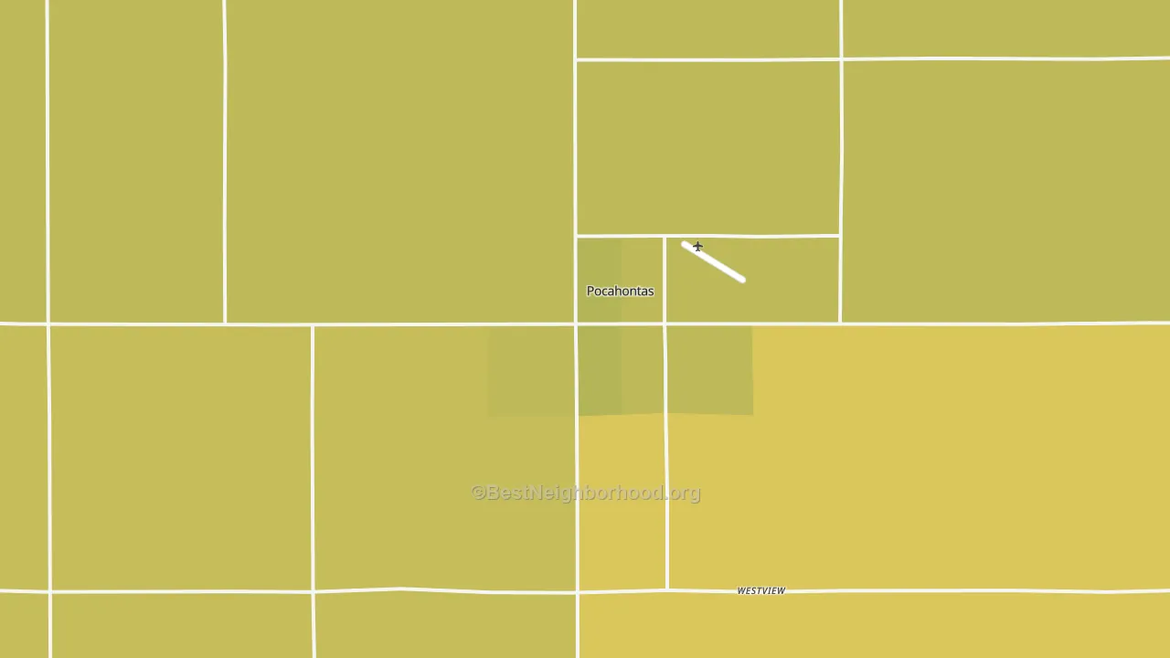Map of the best neighborhoods in the 50574 area, with better matches in green and worse matches in red