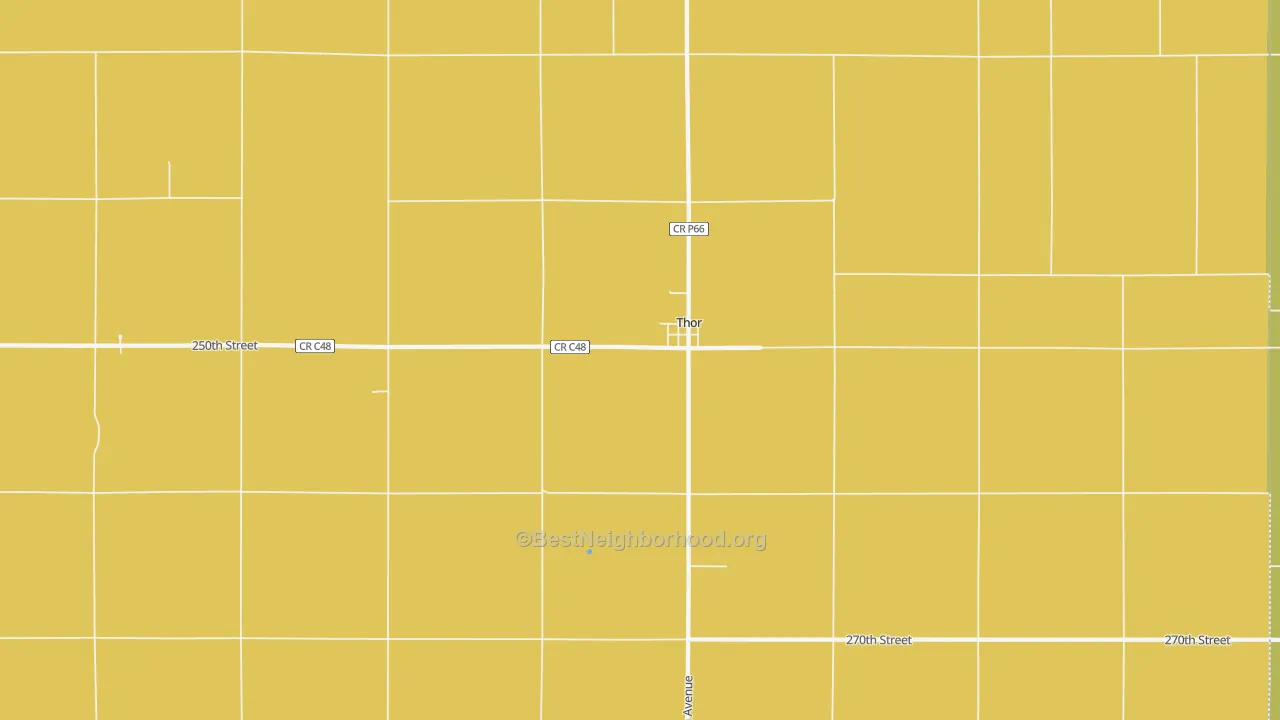 Map of the best neighborhoods in the 50591 area, with better matches in green and worse matches in red