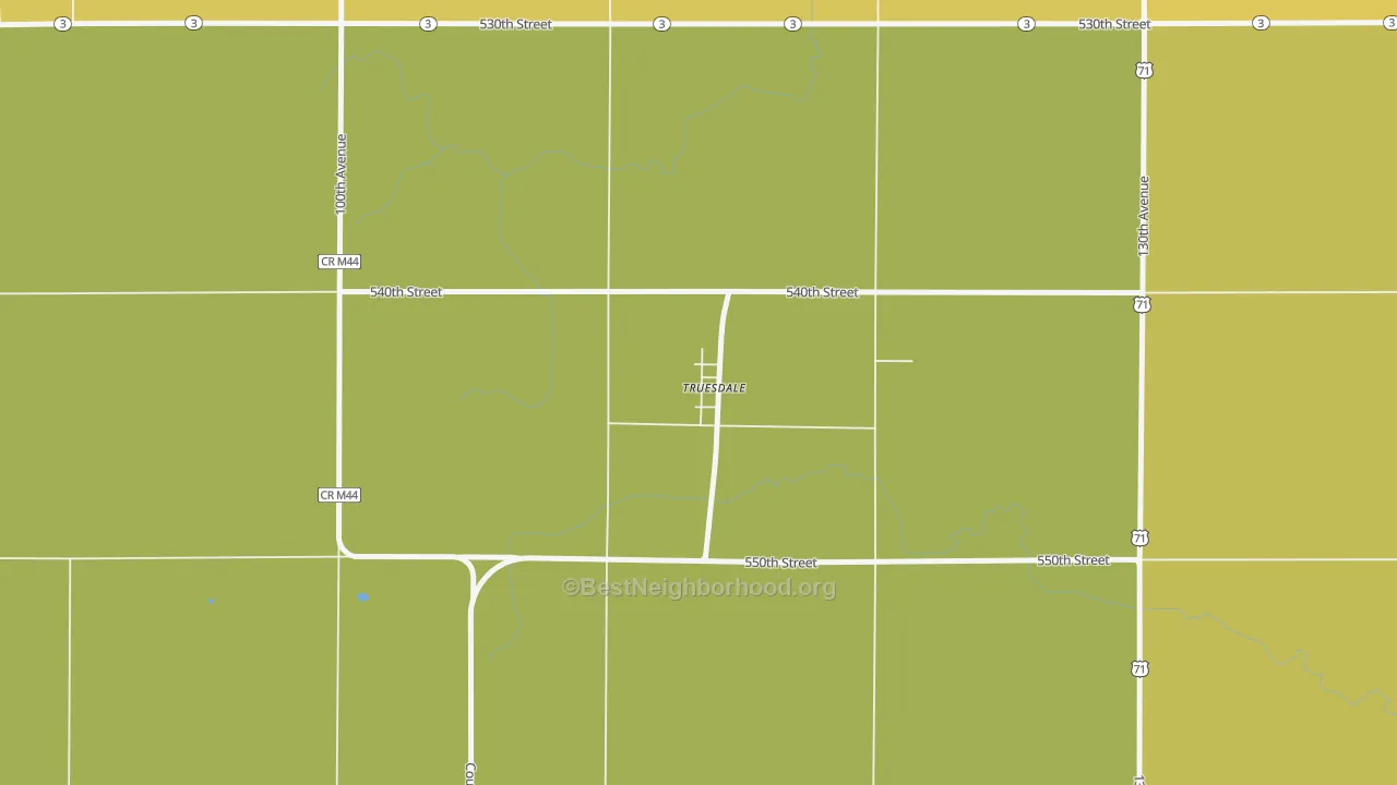 Map of the best neighborhoods in the 50592 area, with better matches in green and worse matches in red