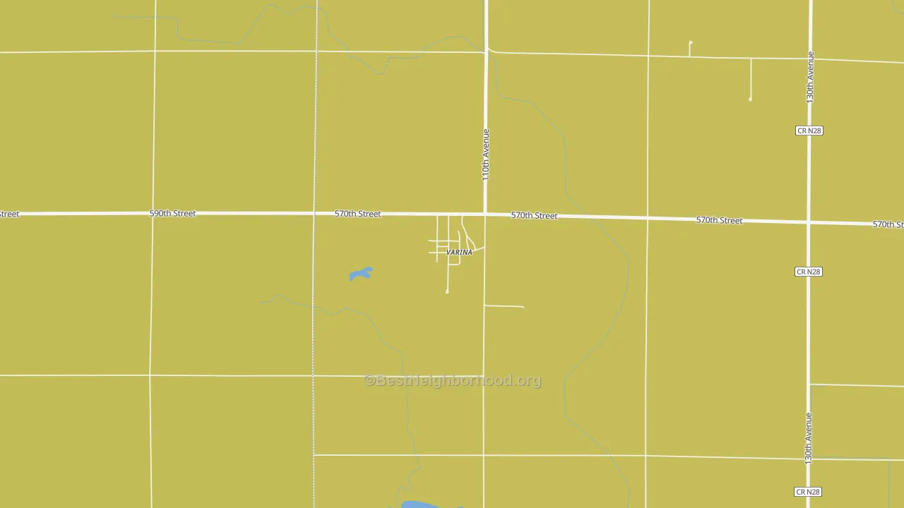 Map of the best neighborhoods in the 50593 area, with better matches in green and worse matches in red