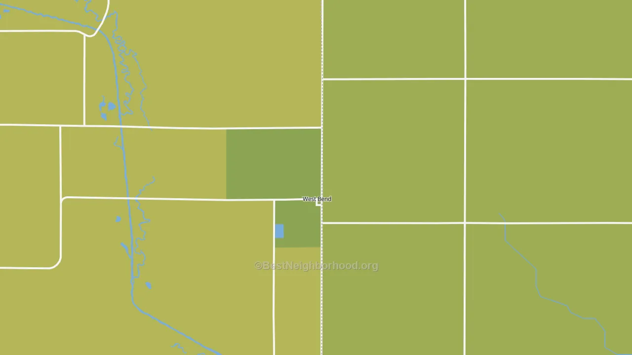 Map of the best neighborhoods in the 50597 area, with better matches in green and worse matches in red