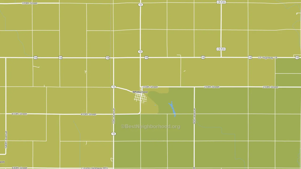 Map of the best neighborhoods in the 50598 area, with better matches in green and worse matches in red