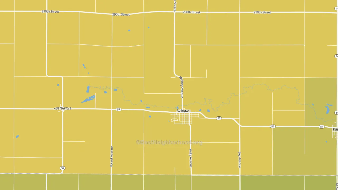 Map of the best neighborhoods in the 50604 area, with better matches in green and worse matches in red