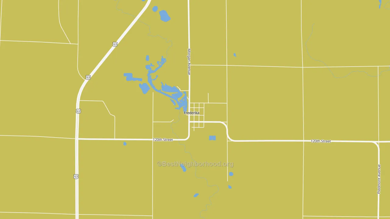 Map of the best neighborhoods in the 50631 area, with better matches in green and worse matches in red