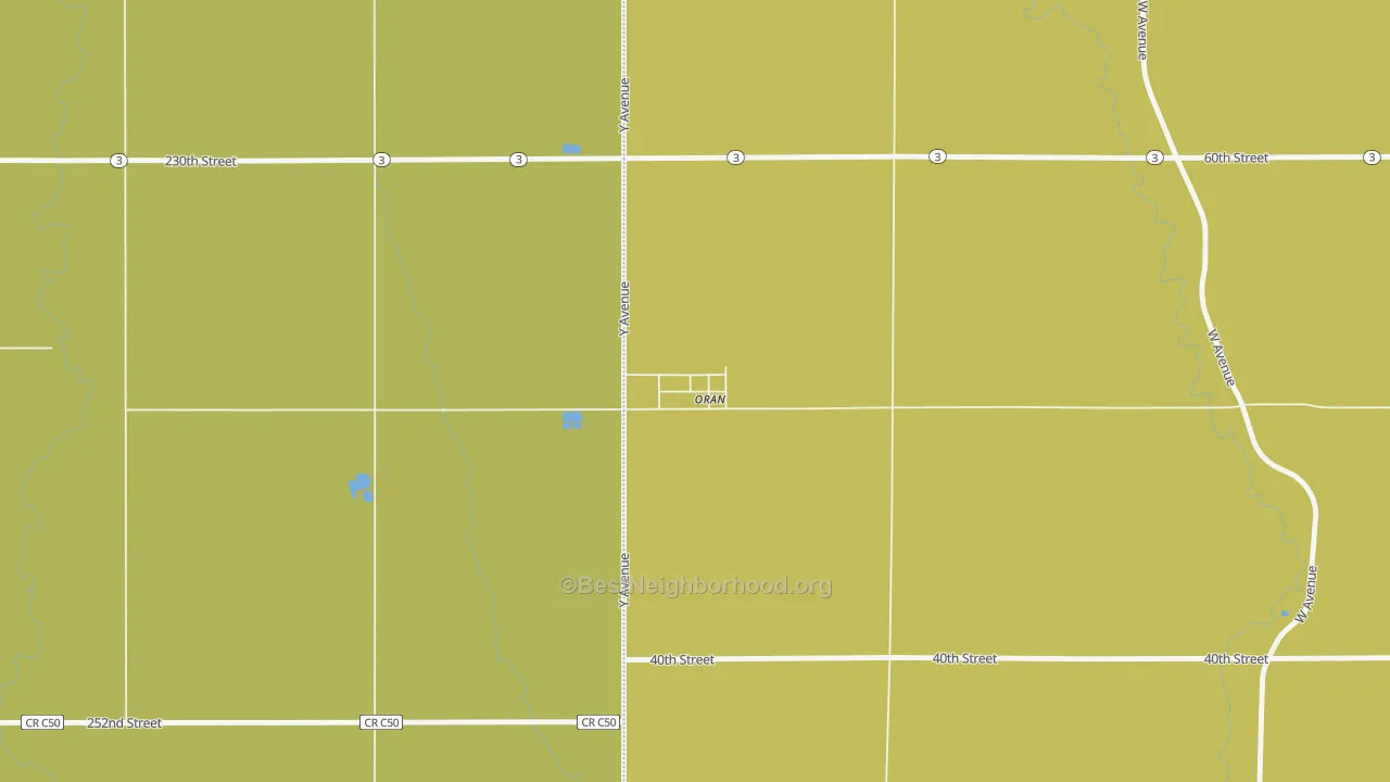 Map of the best neighborhoods in the 50664 area, with better matches in green and worse matches in red