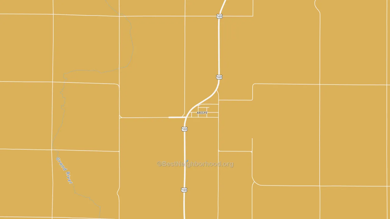 Map of the best neighborhoods in the 50831 area, with better matches in green and worse matches in red