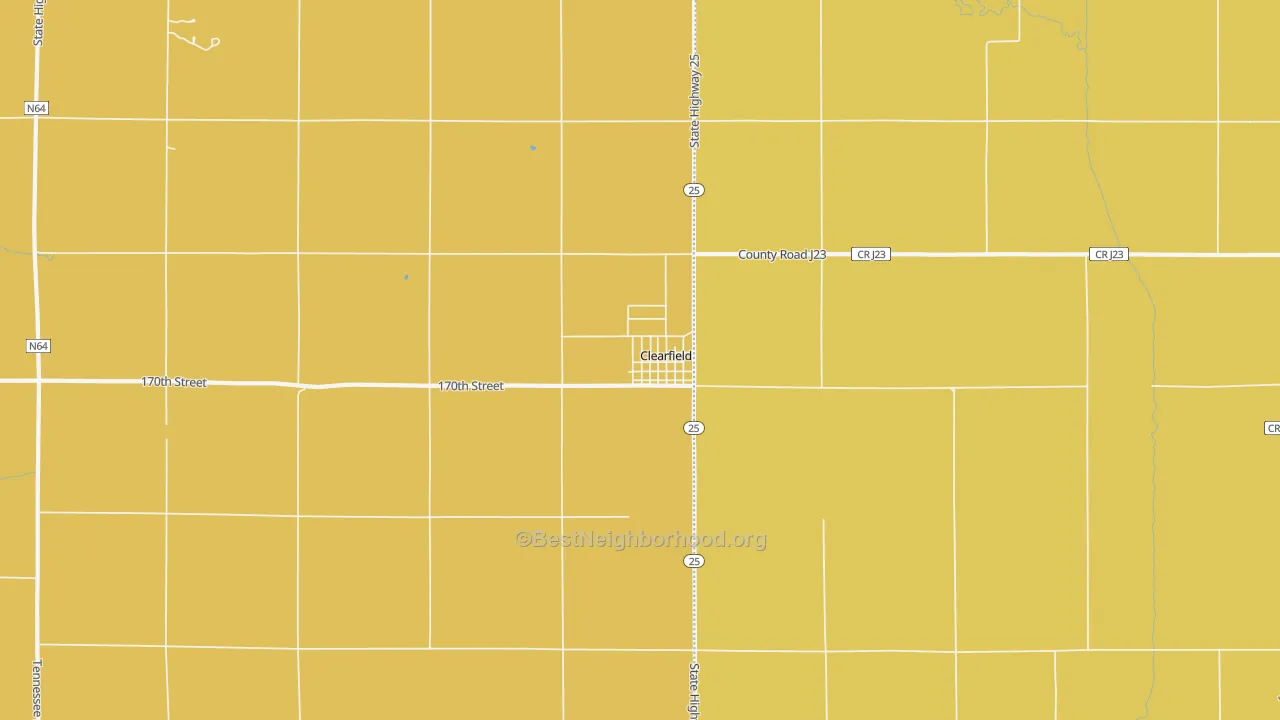 Map of the best neighborhoods in the 50840 area, with better matches in green and worse matches in red
