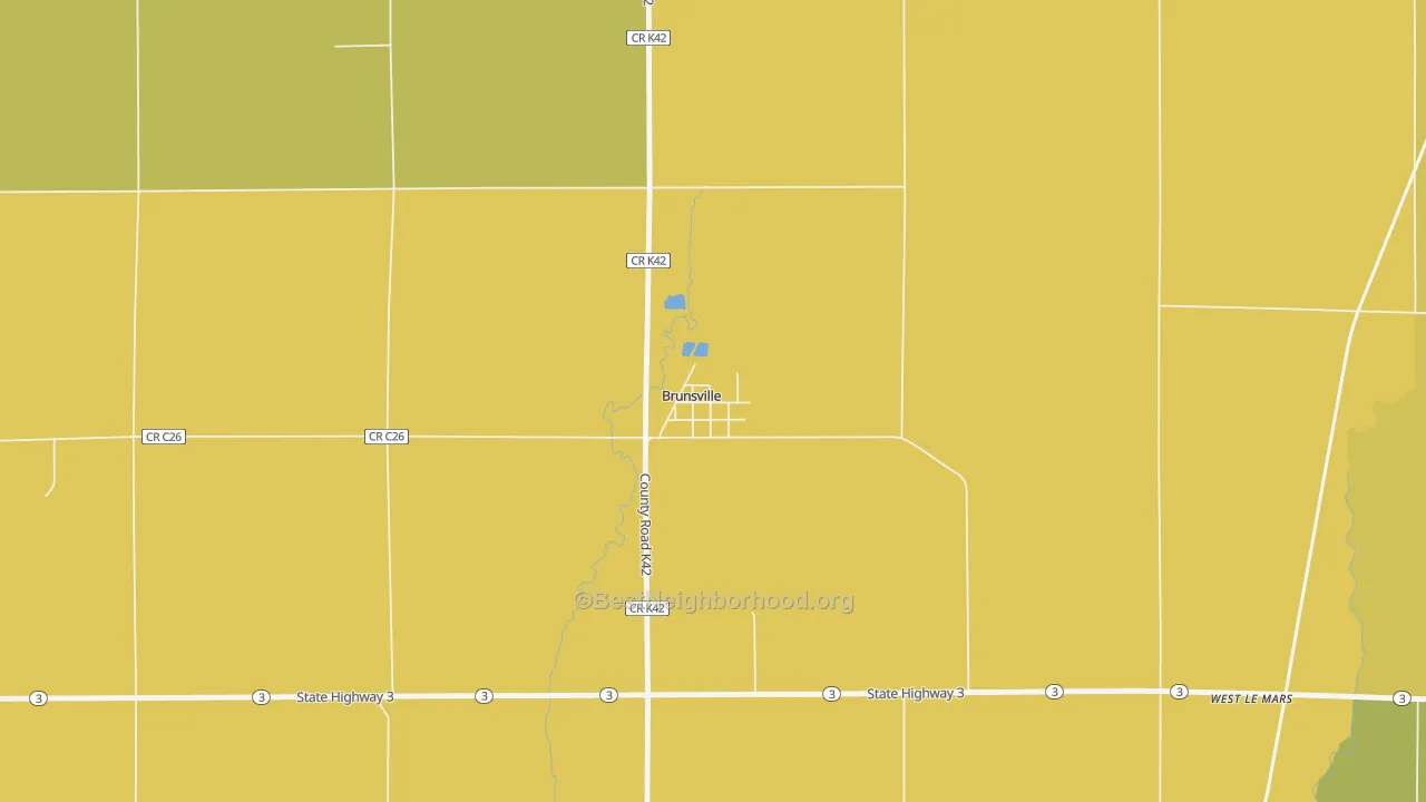 Map of the best neighborhoods in the 51008 area, with better matches in green and worse matches in red
