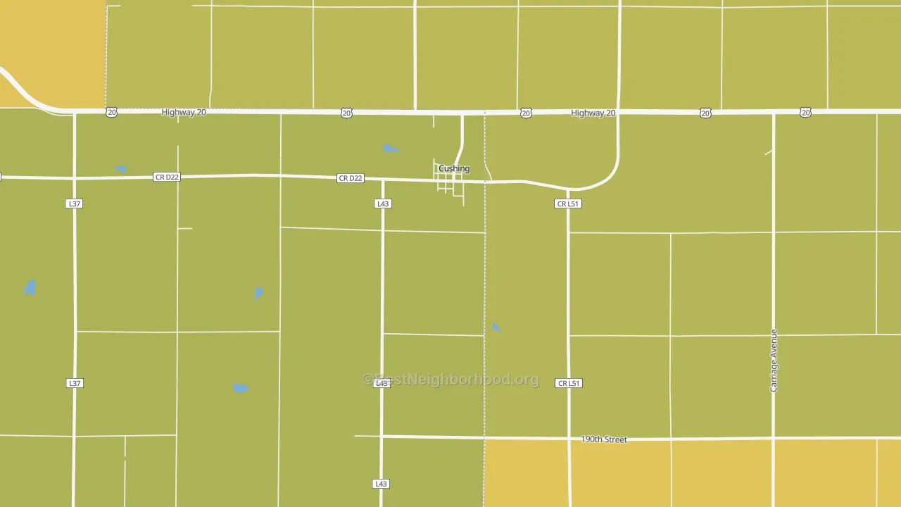 Map of the best neighborhoods in the 51018 area, with better matches in green and worse matches in red