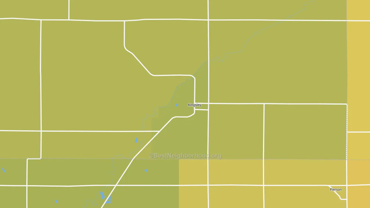 Map of the best neighborhoods in the 51028 area, with better matches in green and worse matches in red