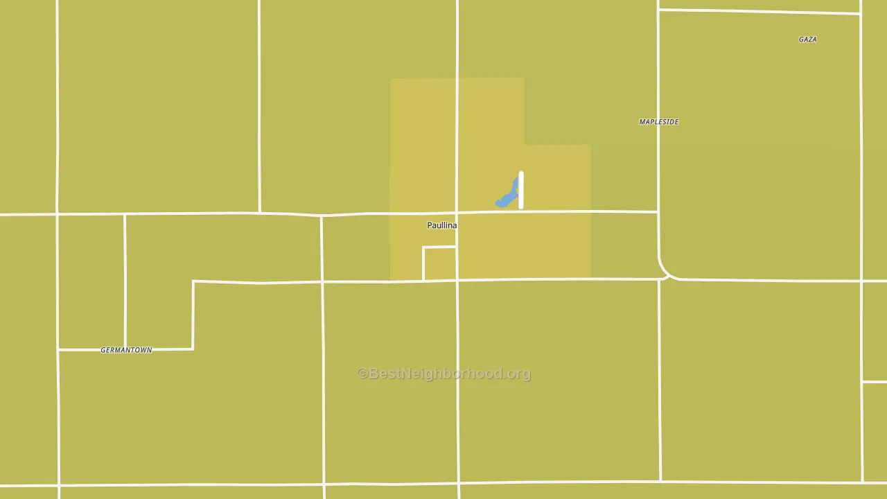 Map of the best neighborhoods in the 51046 area, with better matches in green and worse matches in red