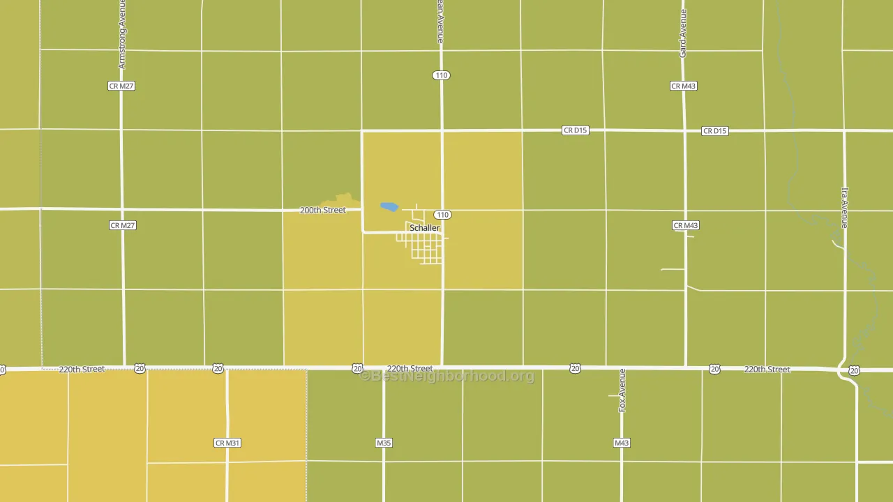 Map of the best neighborhoods in the 51053 area, with better matches in green and worse matches in red