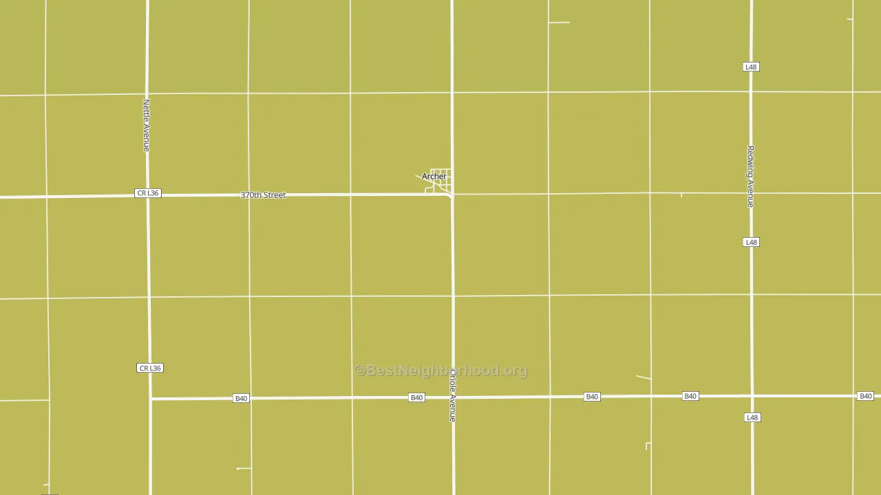 Map of the best neighborhoods in the 51231 area, with better matches in green and worse matches in red