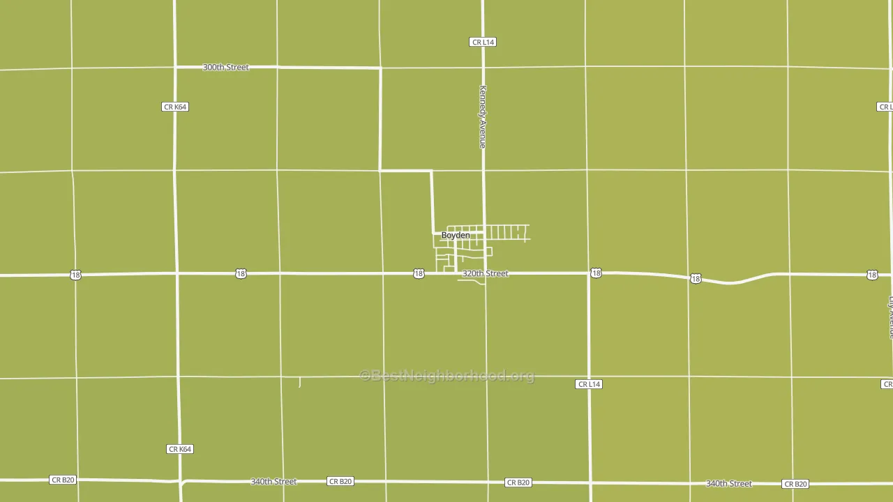 Map of the best neighborhoods in the 51234 area, with better matches in green and worse matches in red