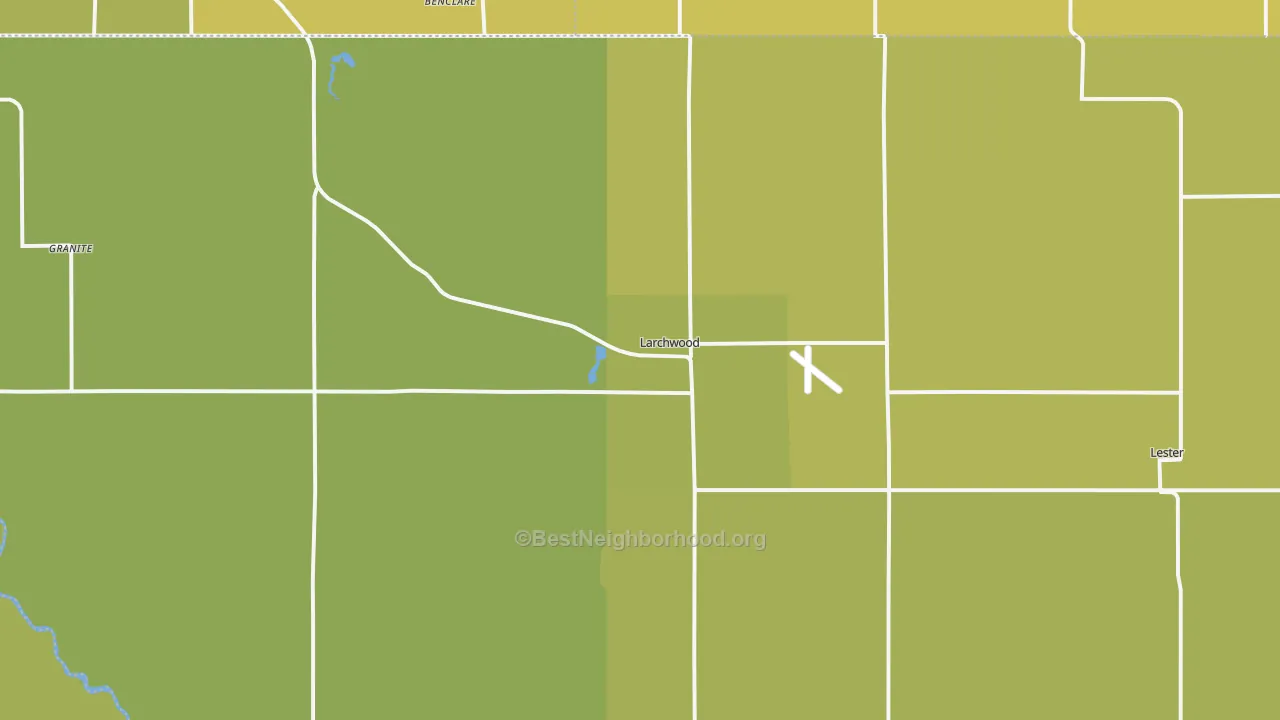 Map of the best neighborhoods in the 51241 area, with better matches in green and worse matches in red
