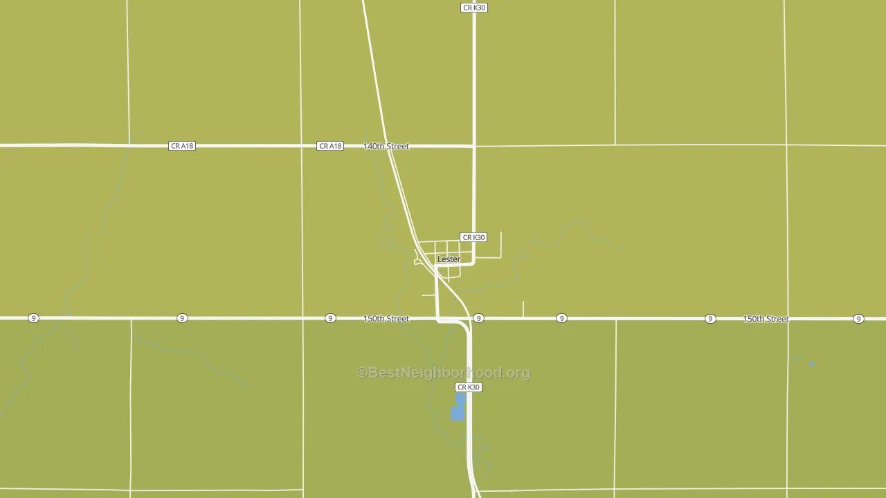 Map of the best neighborhoods in the 51242 area, with better matches in green and worse matches in red