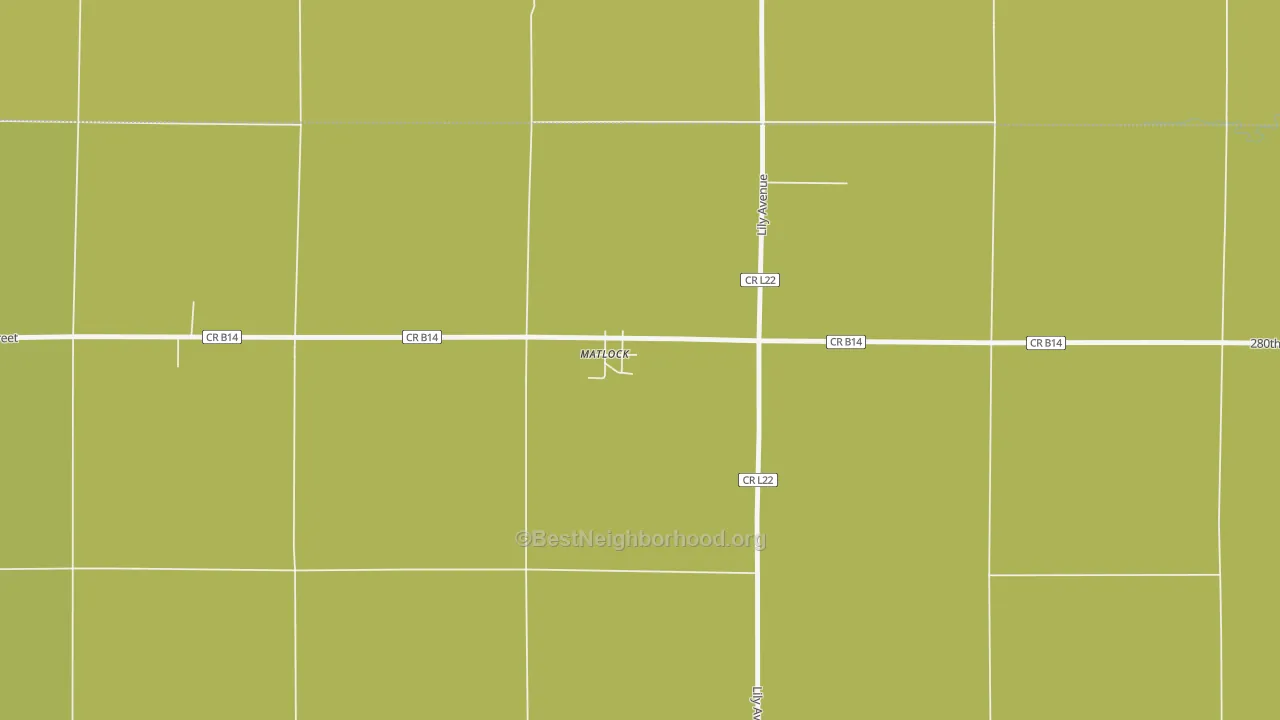 Map of the best neighborhoods in the 51244 area, with better matches in green and worse matches in red