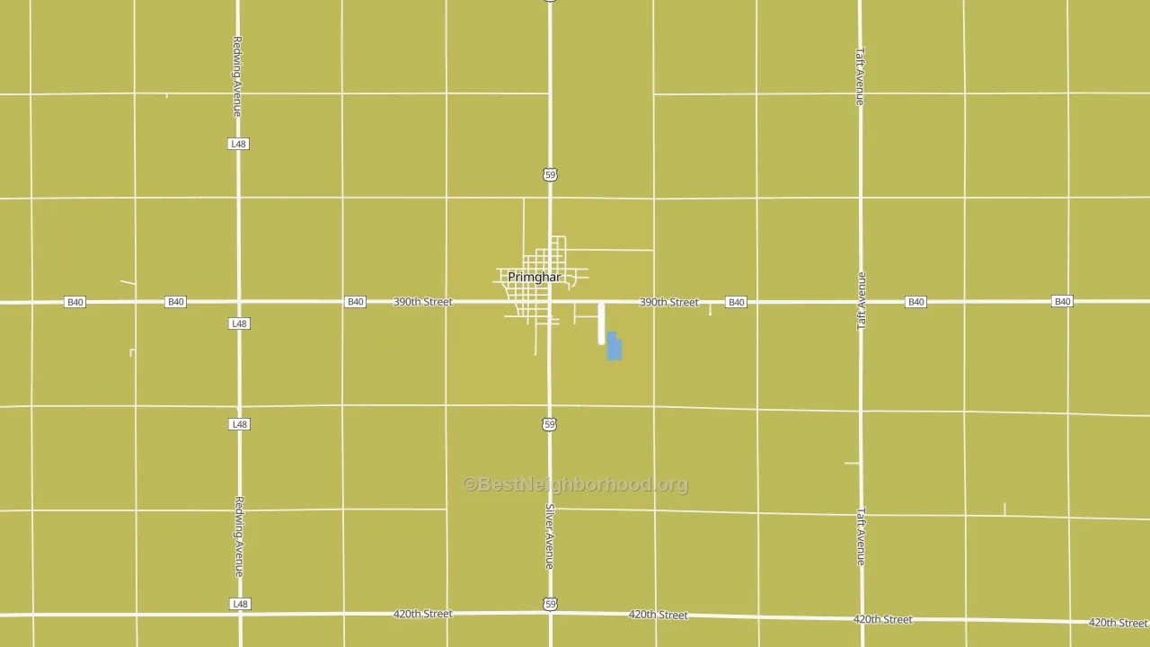 Map of the best neighborhoods in the 51245 area, with better matches in green and worse matches in red