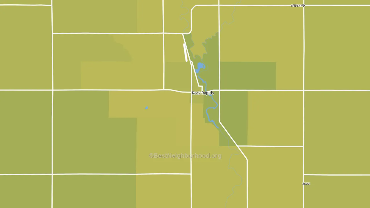 Map of the best neighborhoods in the 51246 area, with better matches in green and worse matches in red