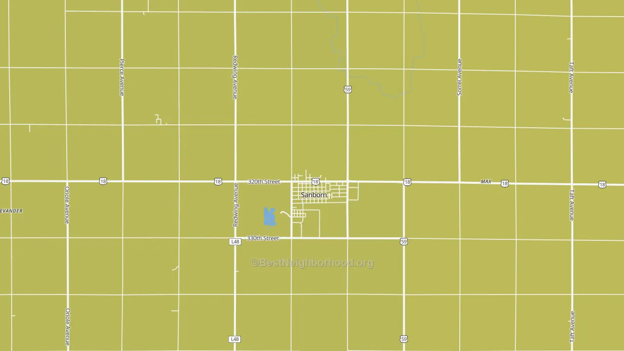 Map of the best neighborhoods in the 51248 area, with better matches in green and worse matches in red