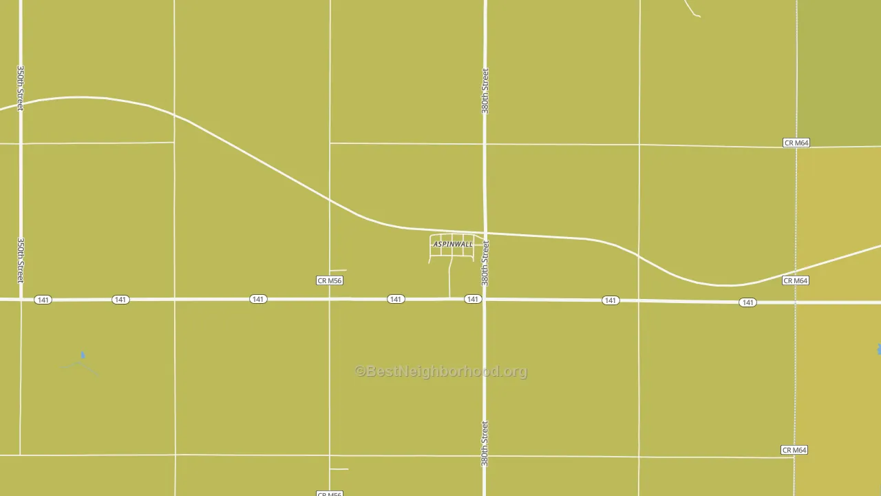 Map of the best neighborhoods in the 51432 area, with better matches in green and worse matches in red