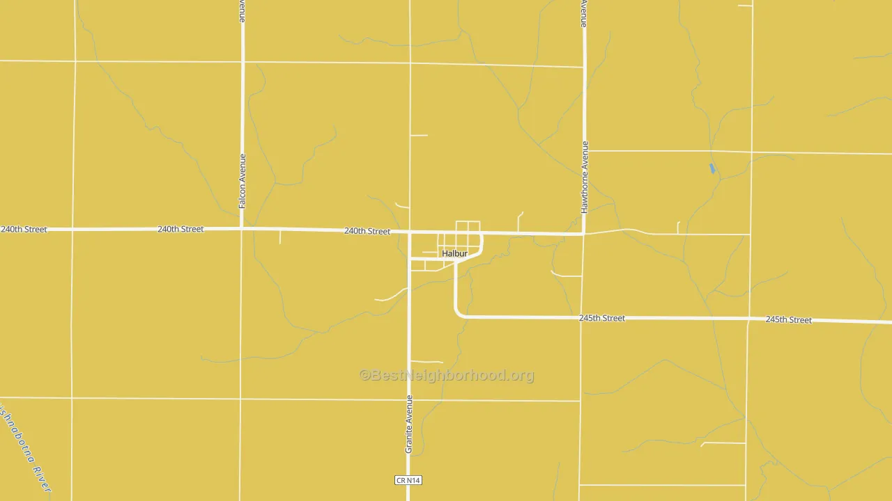 Map of the best neighborhoods in the 51444 area, with better matches in green and worse matches in red