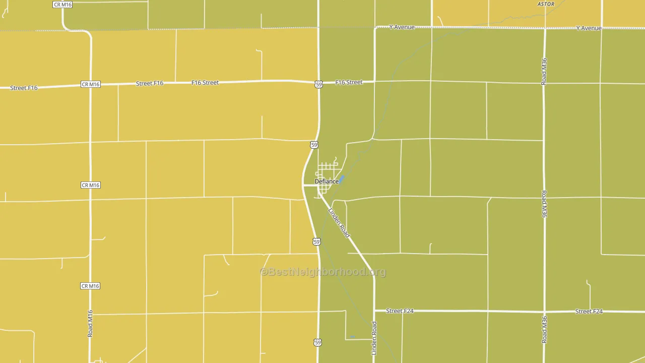 Map of the best neighborhoods in the 51527 area, with better matches in green and worse matches in red