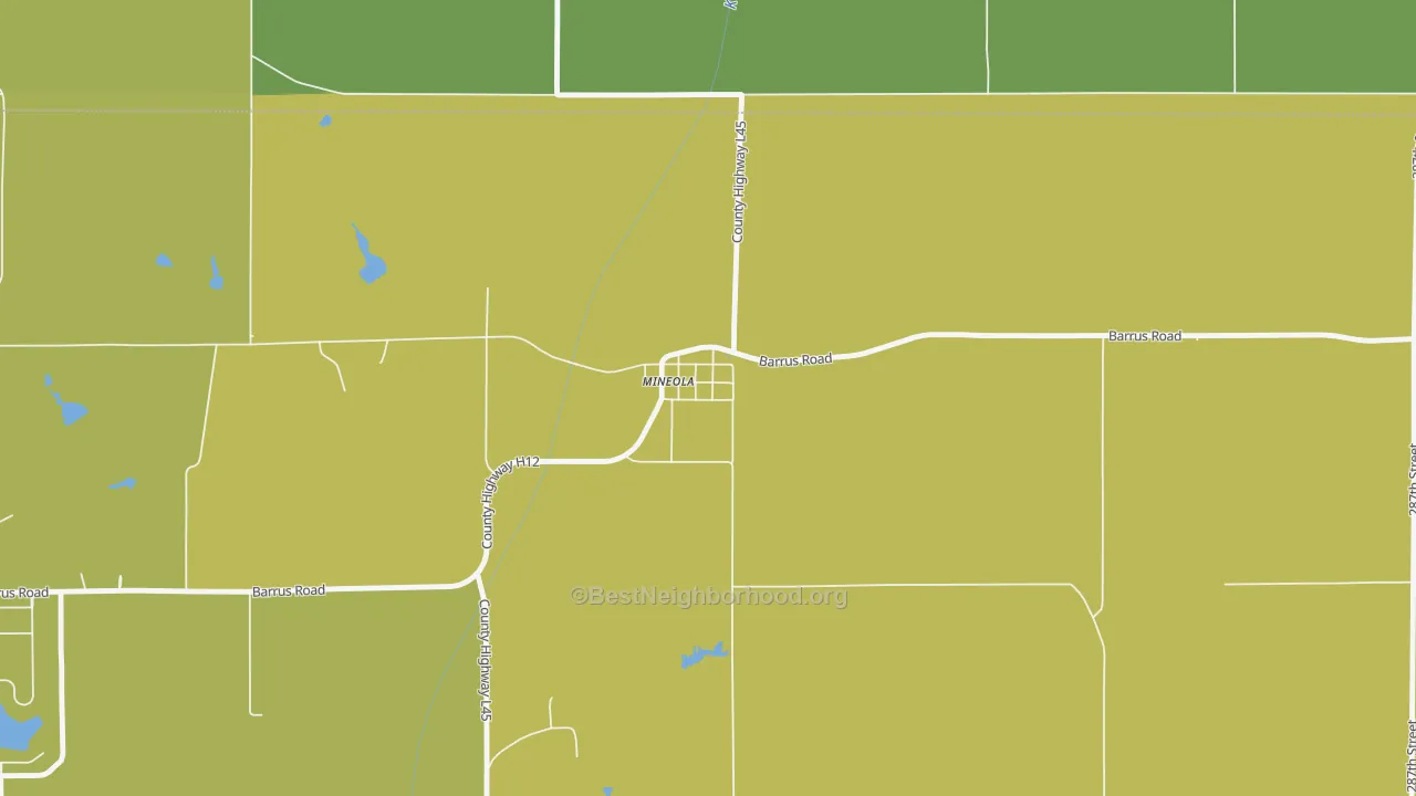 Map of the best neighborhoods in the 51554 area, with better matches in green and worse matches in red