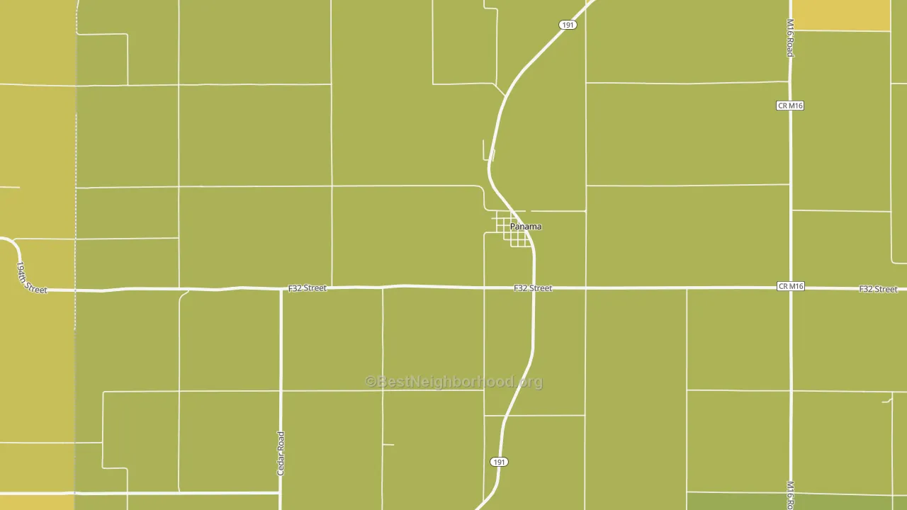 Map of the best neighborhoods in the 51562 area, with better matches in green and worse matches in red