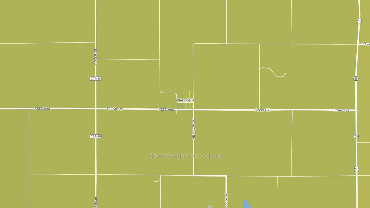 Map of the best neighborhoods in the 51578 area, with better matches in green and worse matches in red