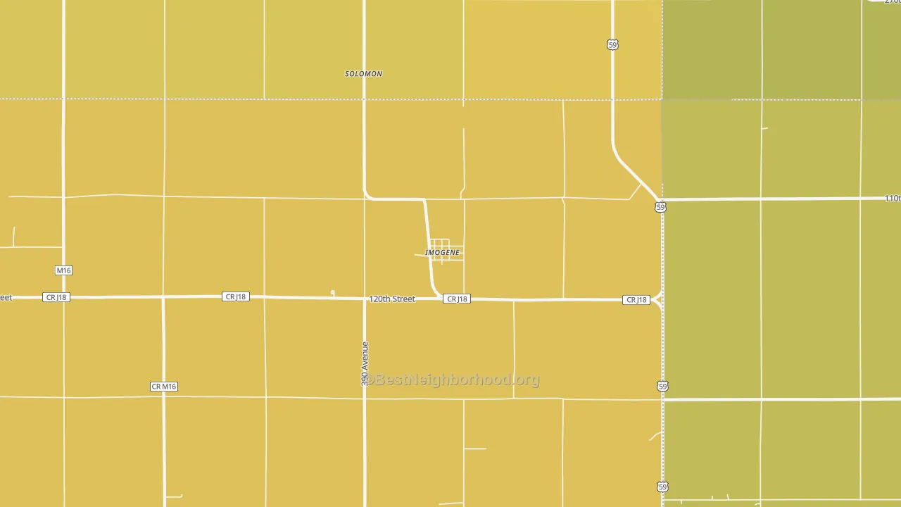 Map of the best neighborhoods in the 51645 area, with better matches in green and worse matches in red