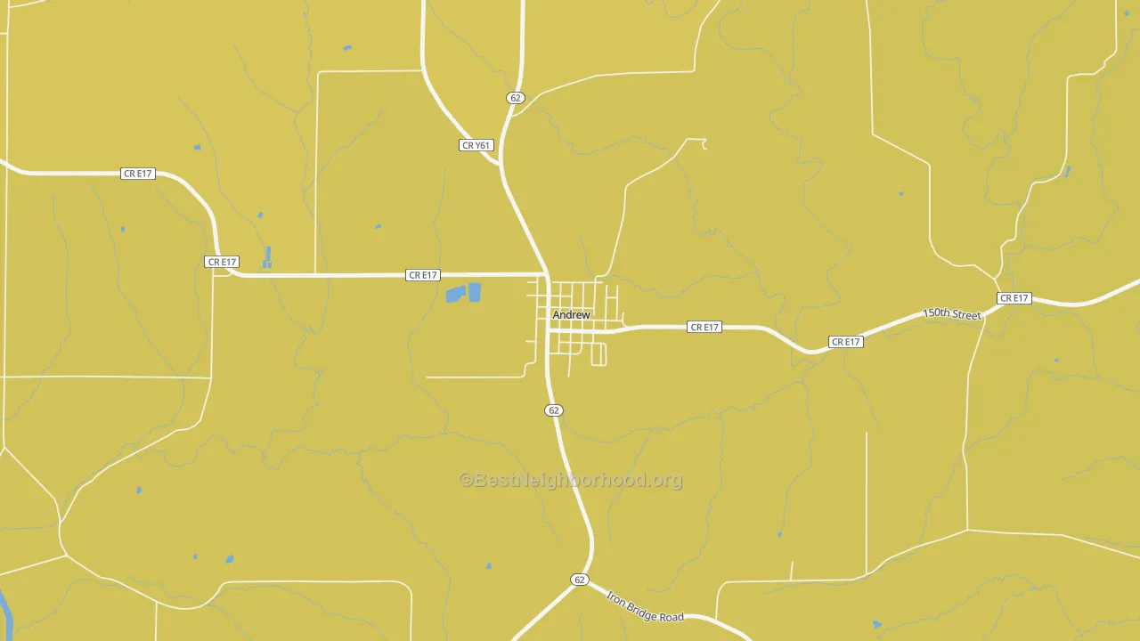 Map of the best neighborhoods in the 52030 area, with better matches in green and worse matches in red