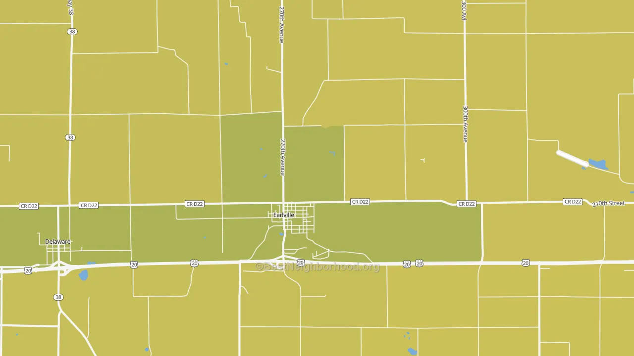 Map of the best neighborhoods in the 52041 area, with better matches in green and worse matches in red