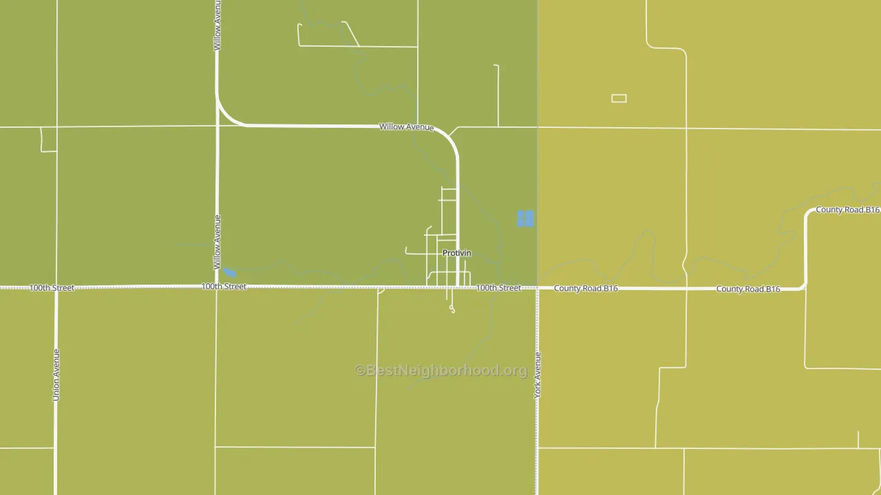 Map of the best neighborhoods in the 52163 area, with better matches in green and worse matches in red