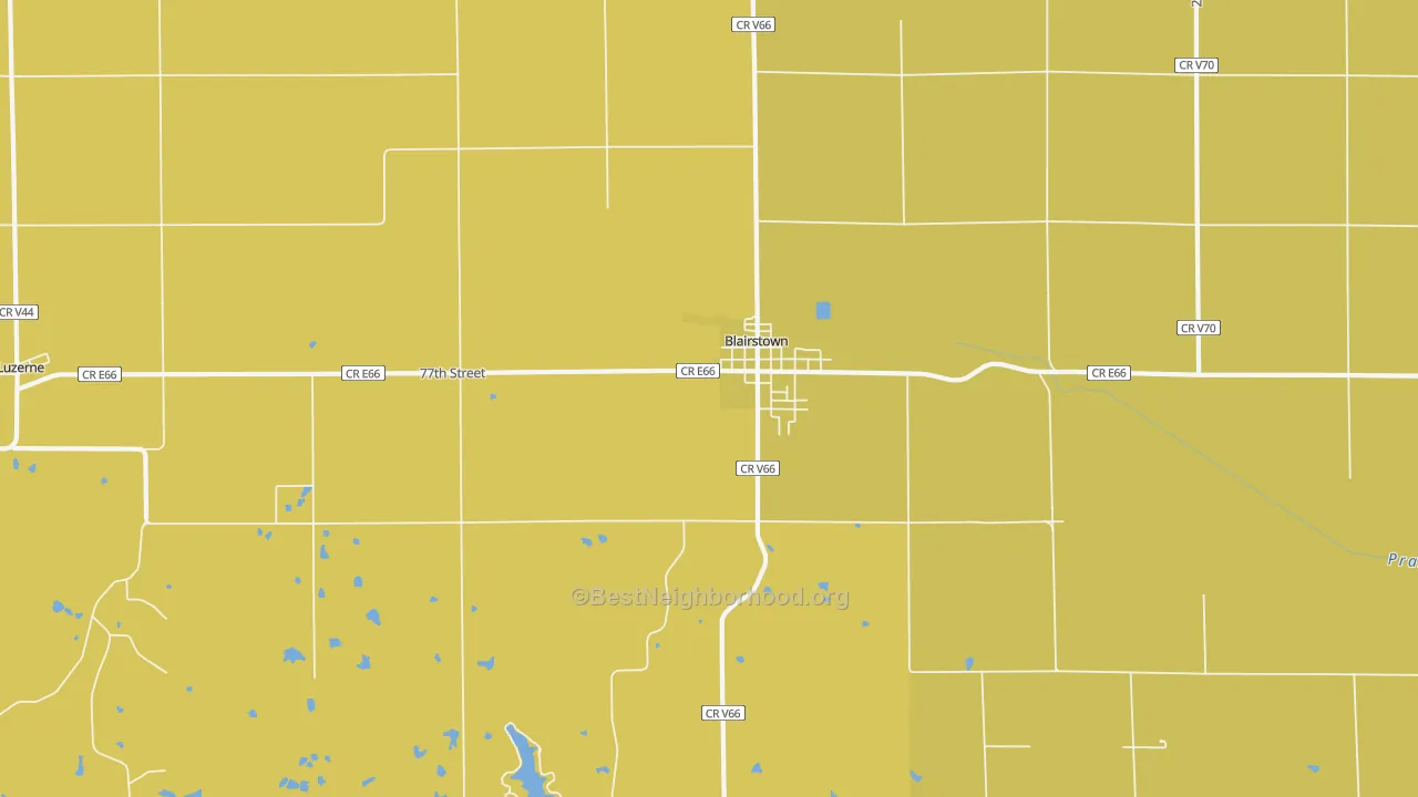 Map of the best neighborhoods in the 52209 area, with better matches in green and worse matches in red