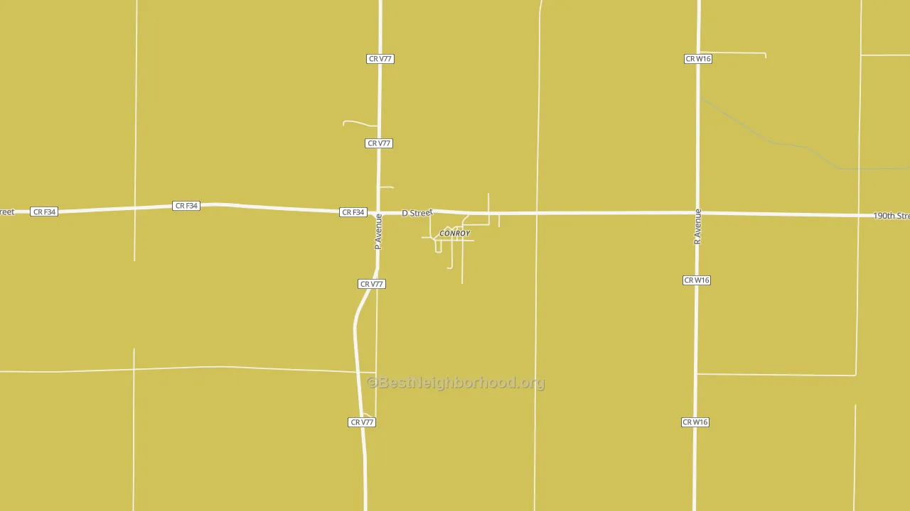 Map of the best neighborhoods in the 52220 area, with better matches in green and worse matches in red