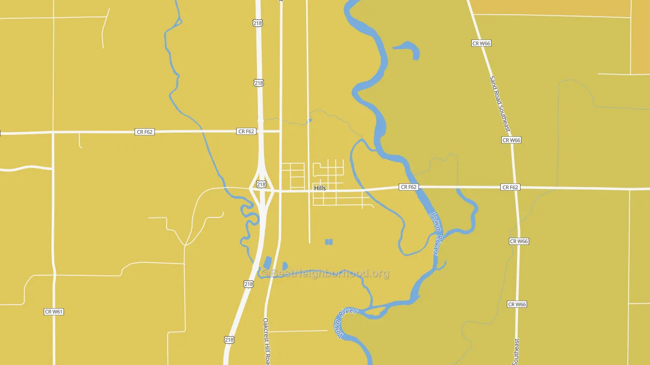 Map of the best neighborhoods in the 52235 area, with better matches in green and worse matches in red